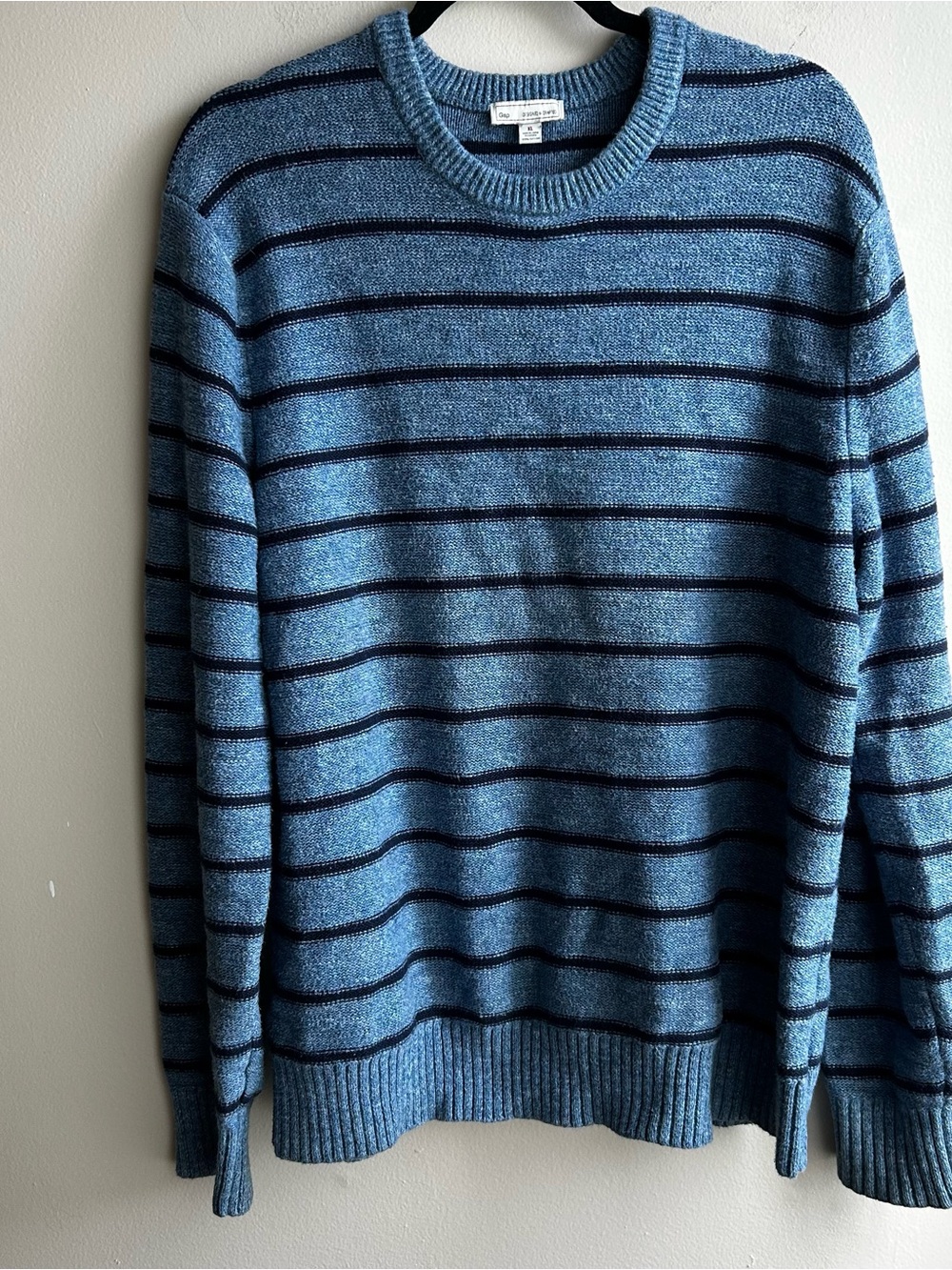 GAP Blue Crewneck Sweater with Navy Stripes